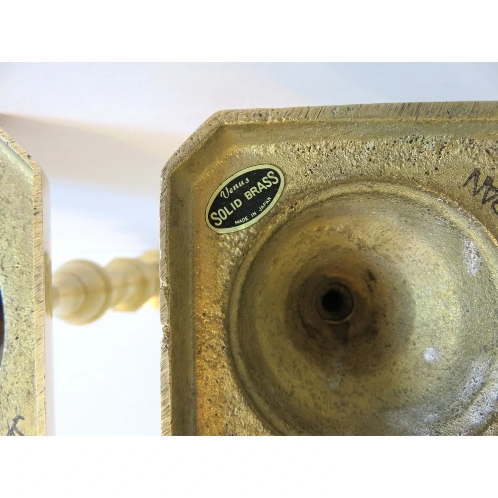 Vintage Venus Brass Candlestick Holders Pair Made in Japan Elegant Decor‎